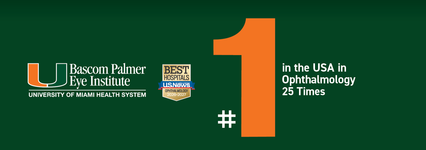 USNWR - #1 in the USA in Ophthalmology 25 Times