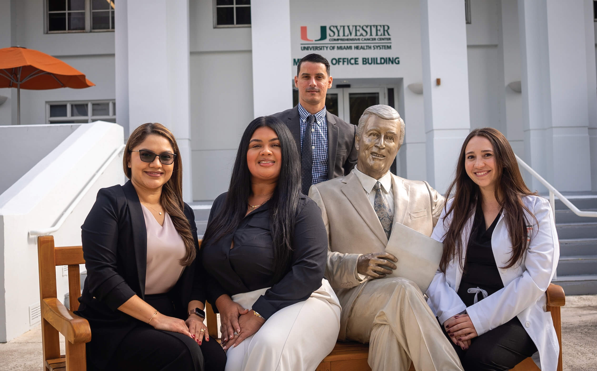 Members of the University of Miami Health System Multi-Specialty Clinic Team (from left): Katherine Alvarez, RN; Marlen Figueroa, medical assistant; Asiel Roque, RN; and Adriana Alvarez, oncology social worker