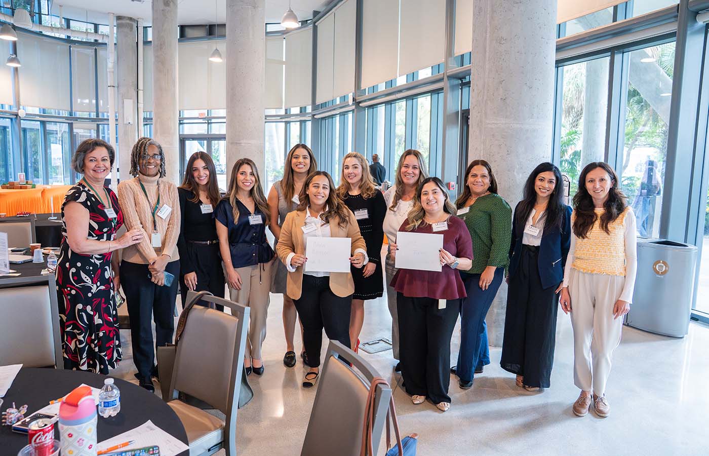 Left to right: Vivi Ruiz, Data Management Coordinator; Terry-Ann Lynch, Project Manager; Evelyn Calderin, Student Assistant; Lisset Alvarez, Manager, Administrative Operations; Sim Chehal, Director, Clinical Research; Chantal Ortiz-Reina, Associate Director, Sylvester Proposal Development; Rosie Pujol, Lead Research Analyst; Jossy Sanchez, Executive Director, Clinical Research; Lilibeth Sanchez, Manager, Administrative Operations; Shaddai Lopez, Director, Research Laboratory; Tina George, Director, Research Support; and Rositsa Kalinova, Sr. Manager, Programs