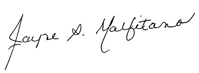 Signature of Jayne Malfitano