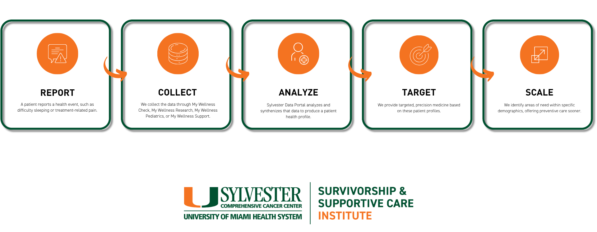 Data hub: Report, Collect, Analyze, Target, Scale