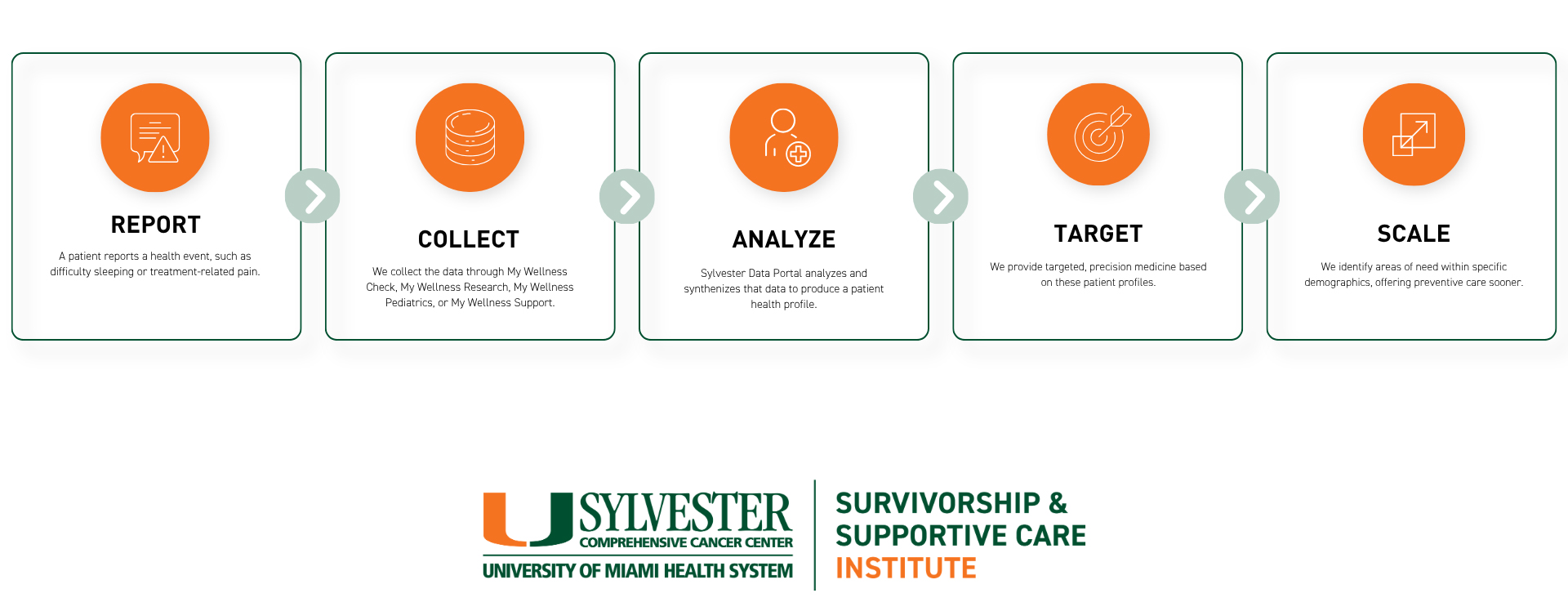 Data hub: Report, Collect, Analyze, Target, Scale