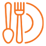 Icon of a spoon, fork and half a plate