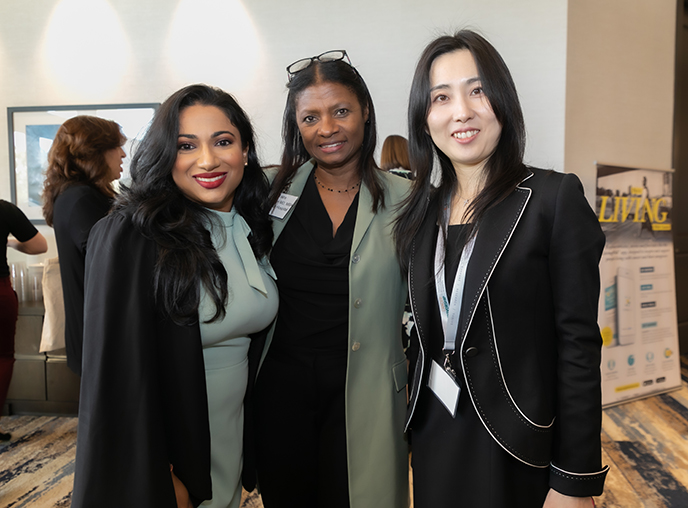 (From left) Vandana Sookdeo, M.D., EMBA, director of administrative operations, Cancer Survivorship and Translational Behavioral Sciences; Todra Anderson, M.D., CMO, Memorial Health System; Akina Natori, M.D., research assistant professor, medical oncology, Sylvester