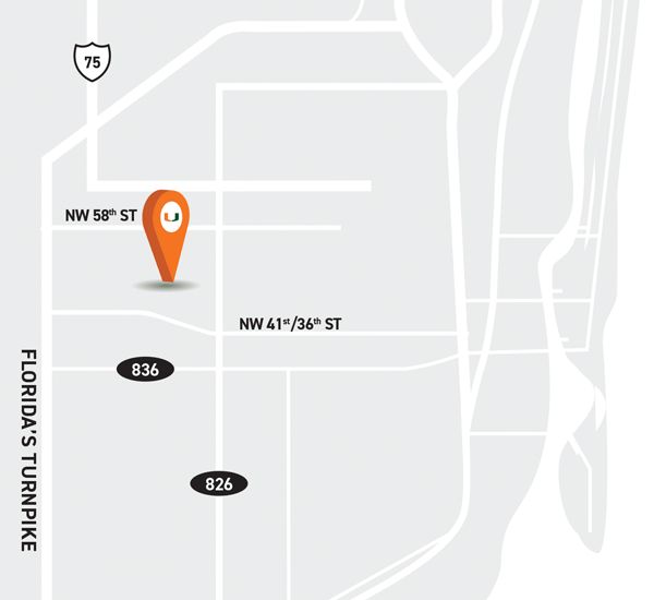 Map showing the location of the UHealth at Doral location