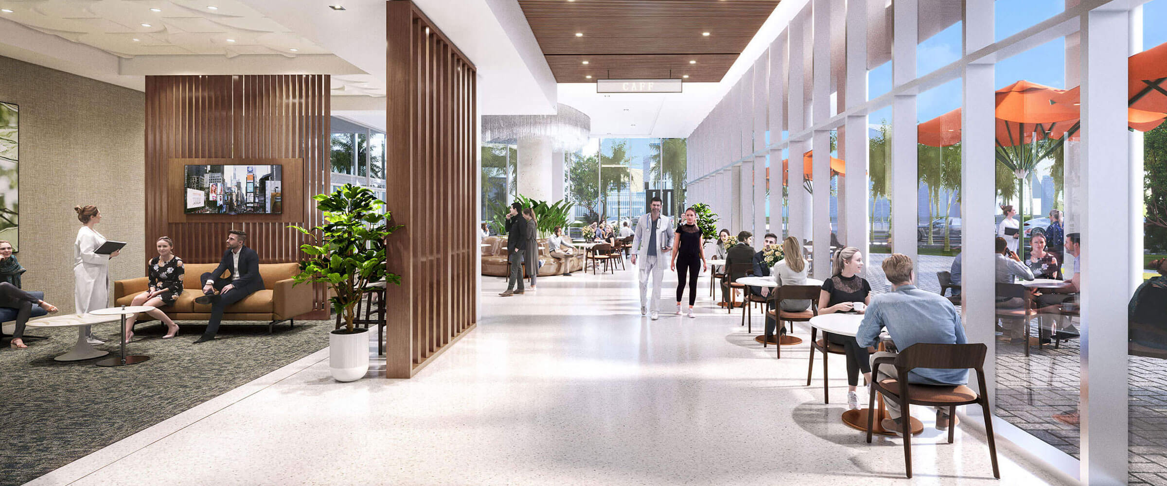 Cafe Architectural Rendering of UHealth at SoLé Mia in Aventura