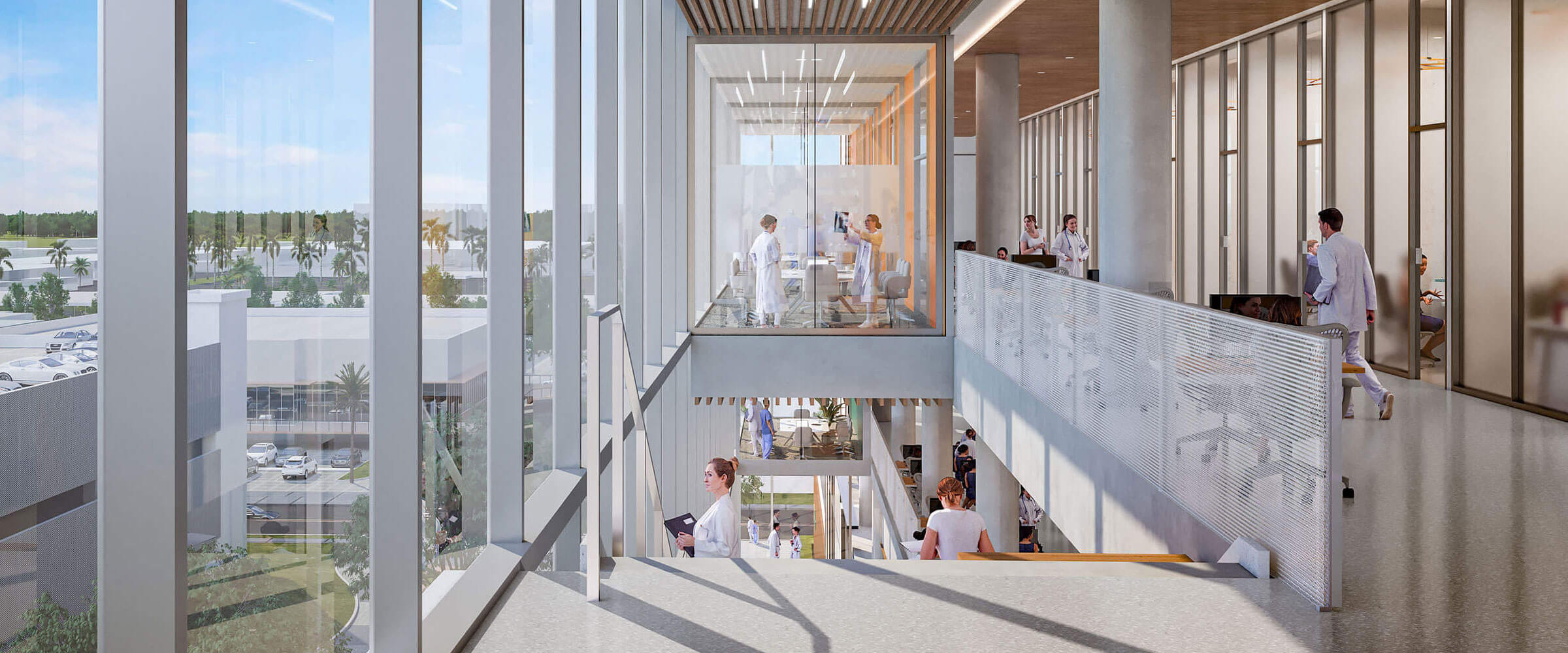 Connection-Staircase Architectural Rendering of UHealth at SoLé Mia in Aventura