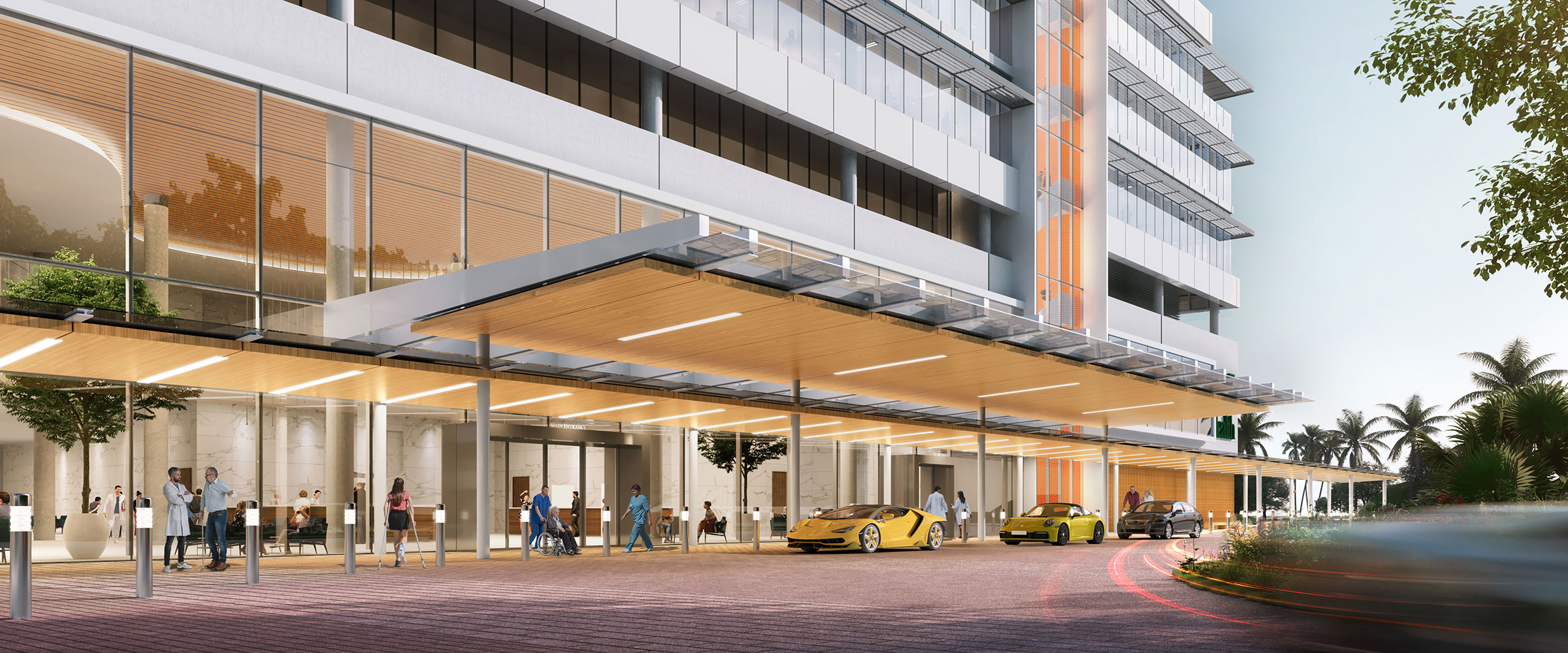 Drop-off Architectural Rendering of UHealth at SoLé Mia in Aventura