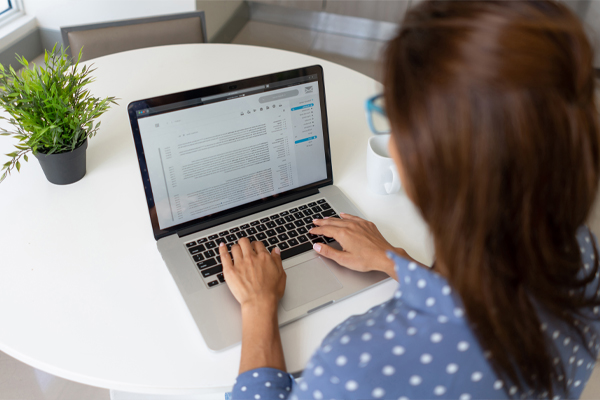 Medical professional reviewing documents