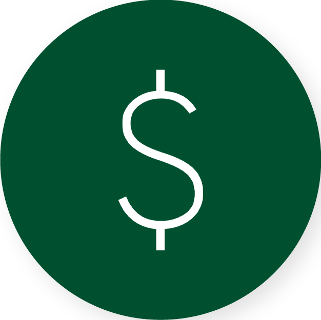 White dollar icon on a green background