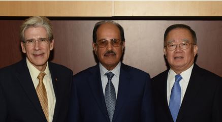 From left: University of Miami President, Dr. Julio Frenk; Dr. Nasser Ibrahim Al-Rashid; Dr. David T. Tse. 