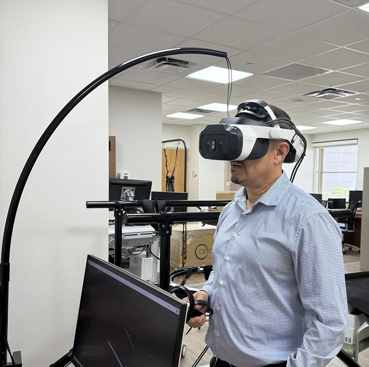Head-mounted display for virtual reality experiments.