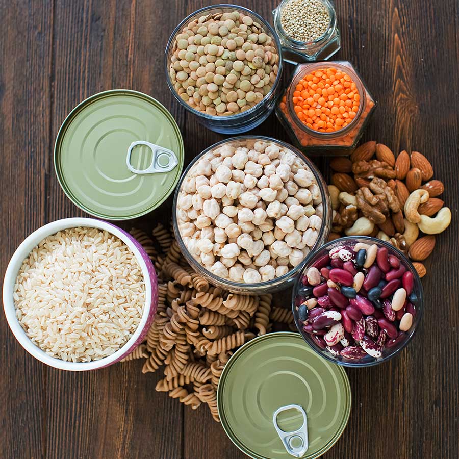 Healthy food on a wood table