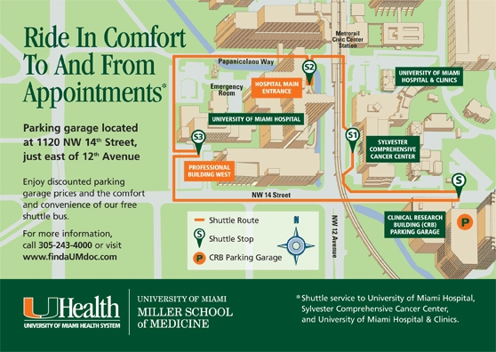 Parking and Transportation map for Sylvester Comprehensive Cancer Center