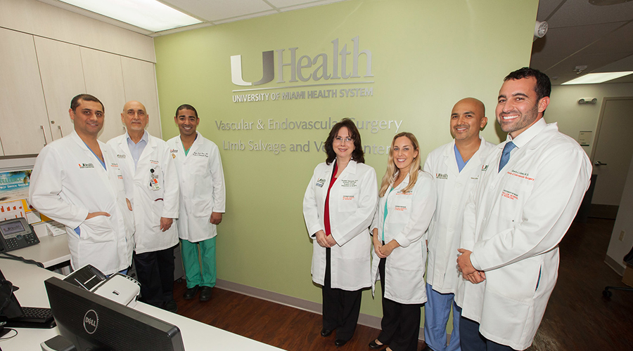 Vascular Surgery Team posing for a group photo at the University of Miami Health System