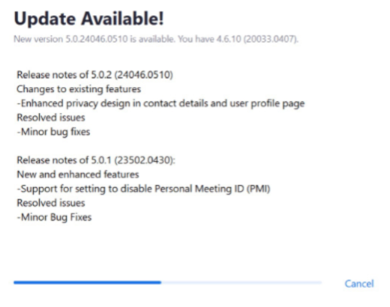 Actualización de Zoom