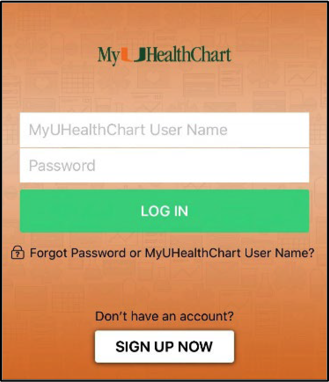 Pantalla de acceso a MyUHealthChart