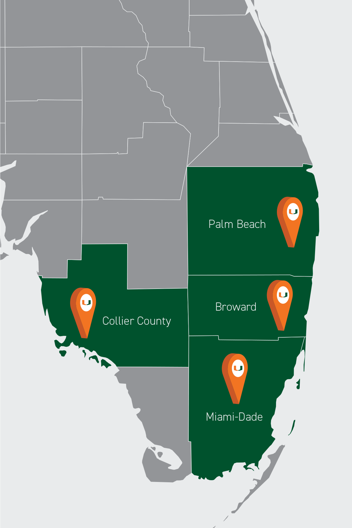 Map of Locations in South Florida