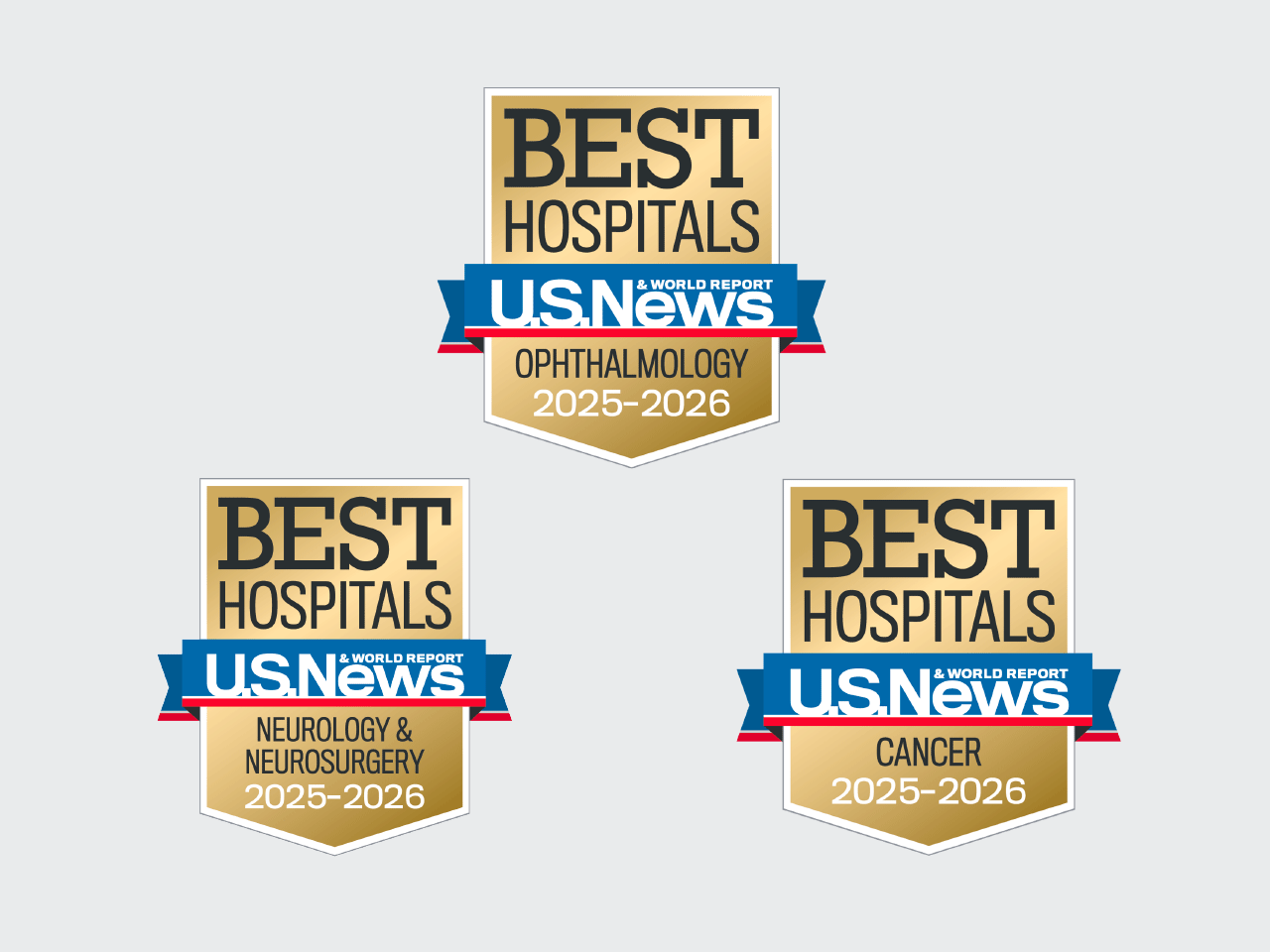 Three Nationally ranked specialties: Ophthalmology, Neurology/Neurosurgery, and Cancer