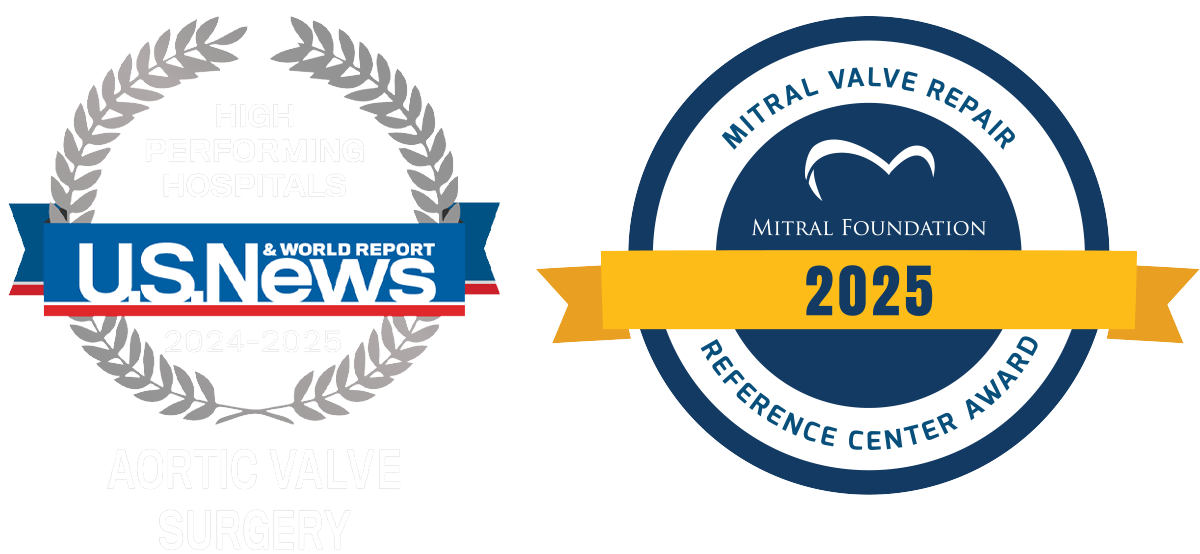 High Performing Hospitals U.S. News & World Report 2023-2024 - Aortic Valve Surgery | Mitrial Valve Repair Reference Center Award - 2022