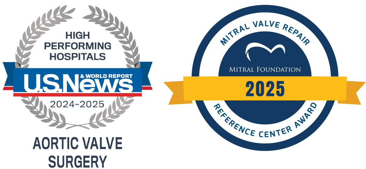 High Performing Hospitals U.S. News & World Report 2023-2024 - Aortic Valve Surgery | Mitrial Valve Repair Reference Center Award - 2022